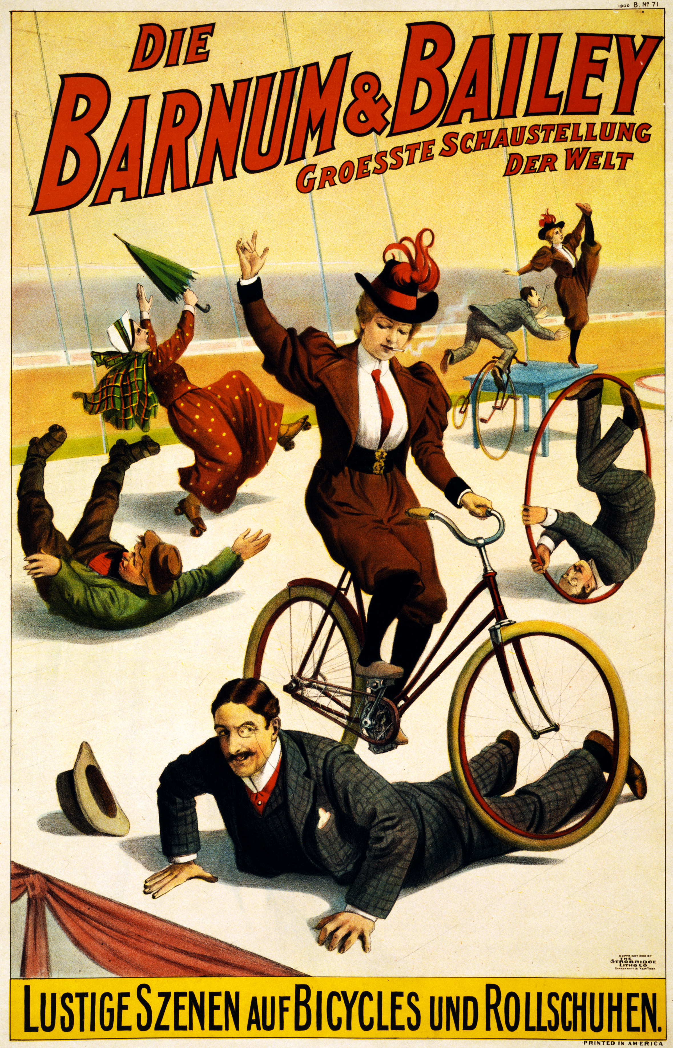 German_poster_for_Barnum_&_Bailey_with_bicycles_and_rollerskates,_1900