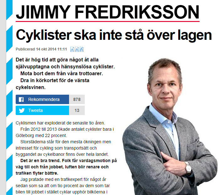 Cyklistsvinets svar till Jimmy Fredriksson.